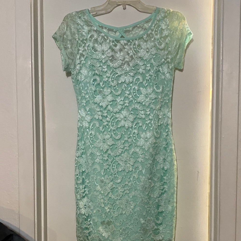 Almost Famous Mint Lace Mini Dress